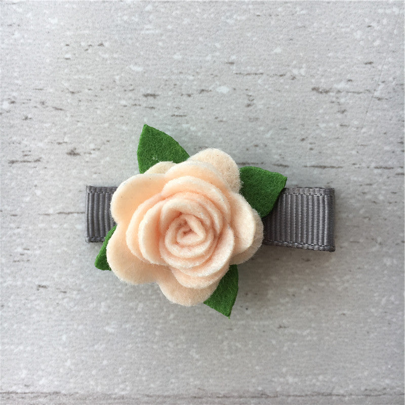 Felt Rose Clip Set of 3 - Ivory Mix