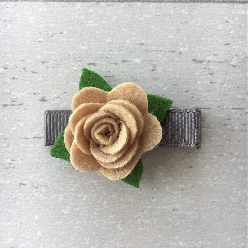 Felt Rose Clip Set of 3 - Ivory Mix