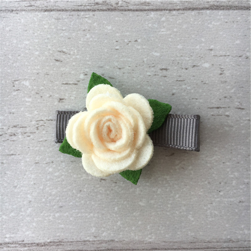 Felt Rose Clip Set of 3 - Neutral Mix