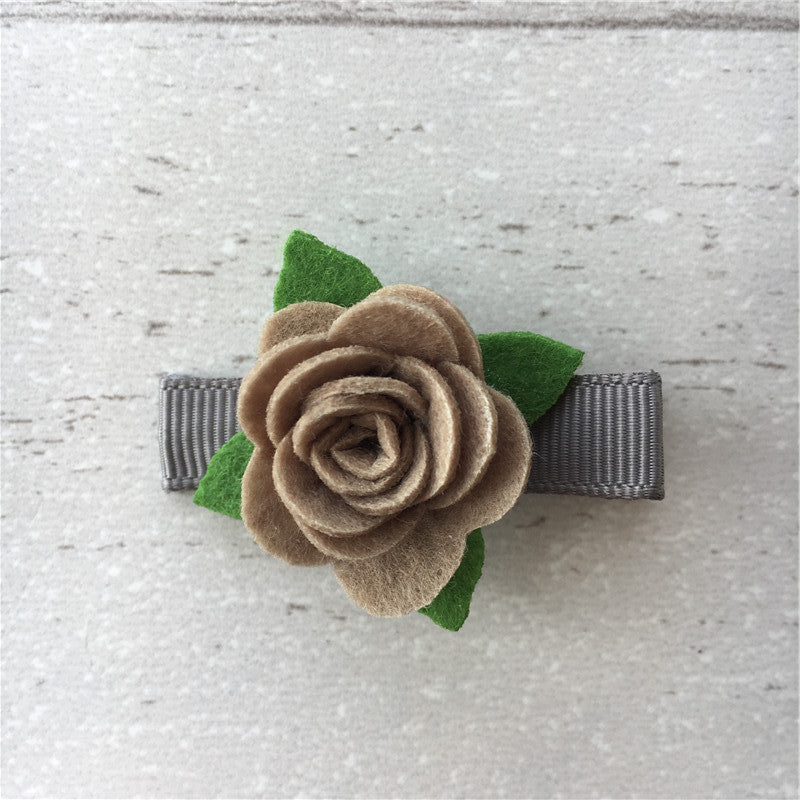 Felt Rose Clip Set of 3 - Neutral Mix