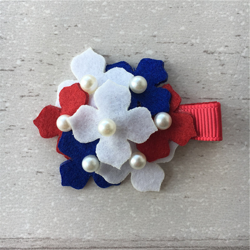 Felt Hydrangeas Clip - Patriotic Mix