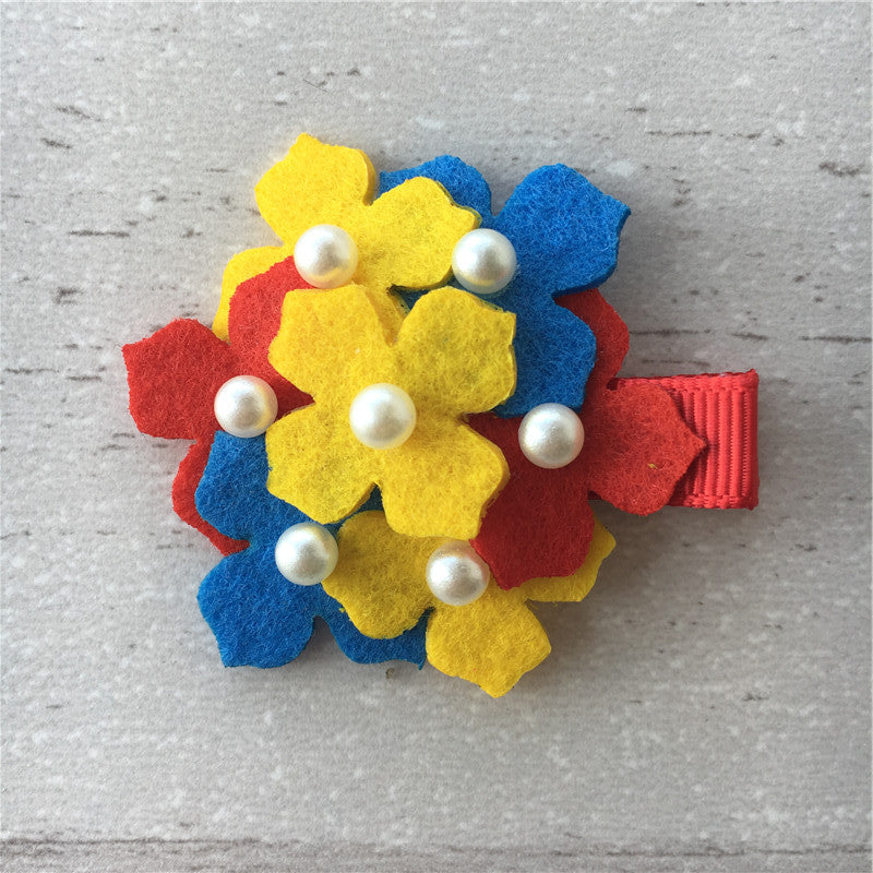 Felt Hydrangeas Clip - Bright Mix