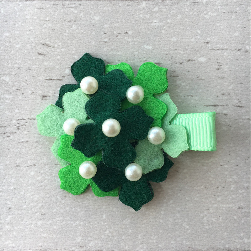 Felt Hydrangeas Clip - Green Mix