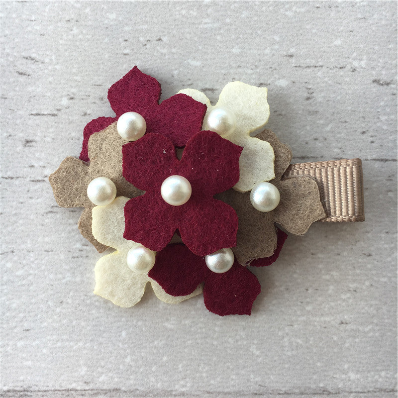 Felt Hydrangeas Clip - Neutral Mix