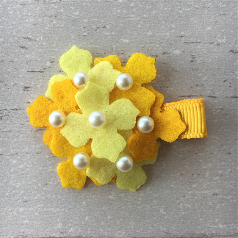 Felt Hydrangeas Clip - Yellow Mix