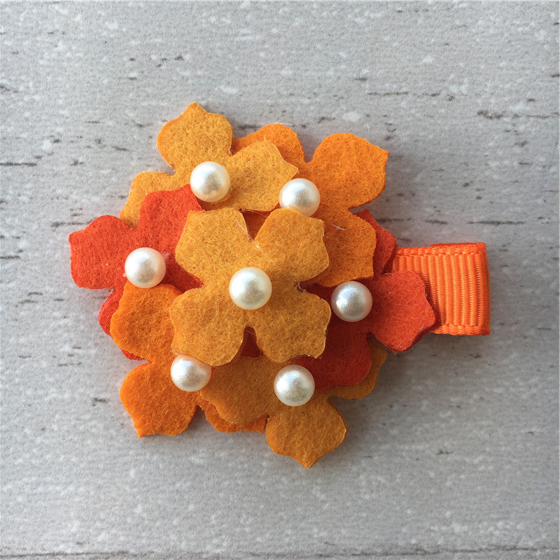 Felt Hydrangeas Clip - Orange Mix