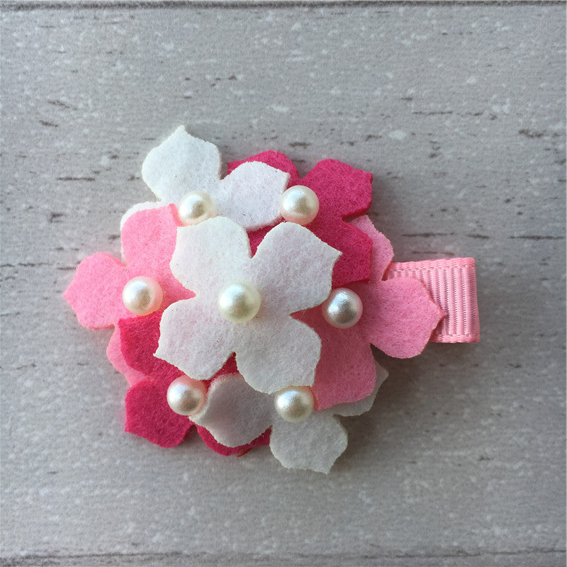 Felt Hydrangeas Clip - Pink Mix