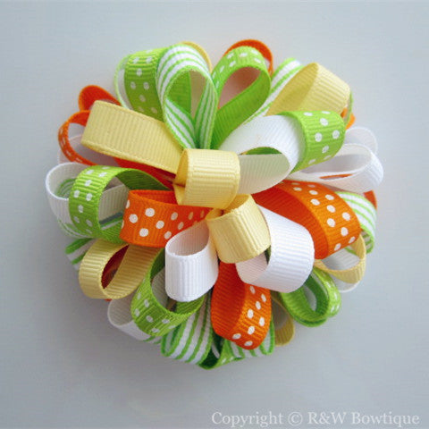 Lemon Bumblebee Loopy Hair Bow