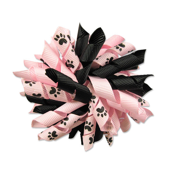 Paw Lt Pink Korker Hair Bow