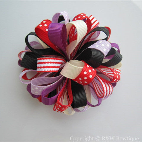 Winter Penguin Loopy Hair Bow 