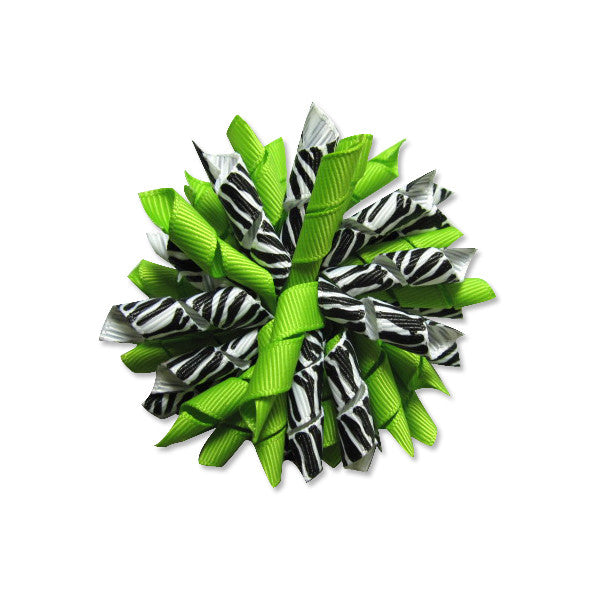 Zebra Apple Green Korker Hair Bow