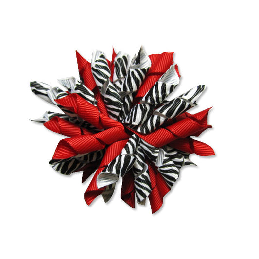 Zebra Red Korker Hair Bow